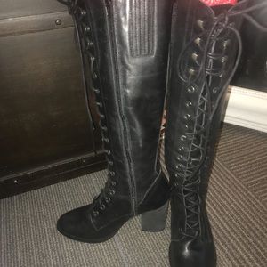 Steven Madden lace up knee high boots